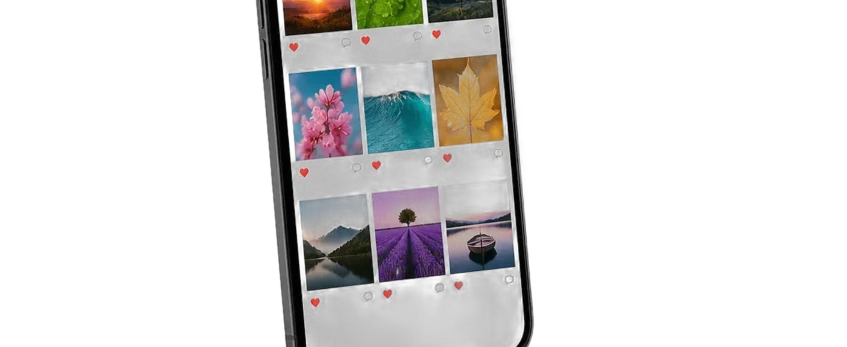 Profilo social con la griglia dei post su smartphone